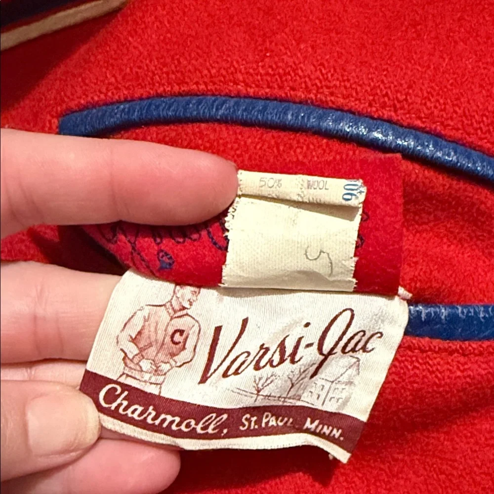 Red and Blue Satin Lined Varsity Jacket 1960’s - Picture 6 of 6